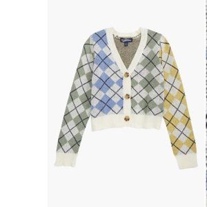 Freshman Girls Argyle Cotton Blend Sweater sz S